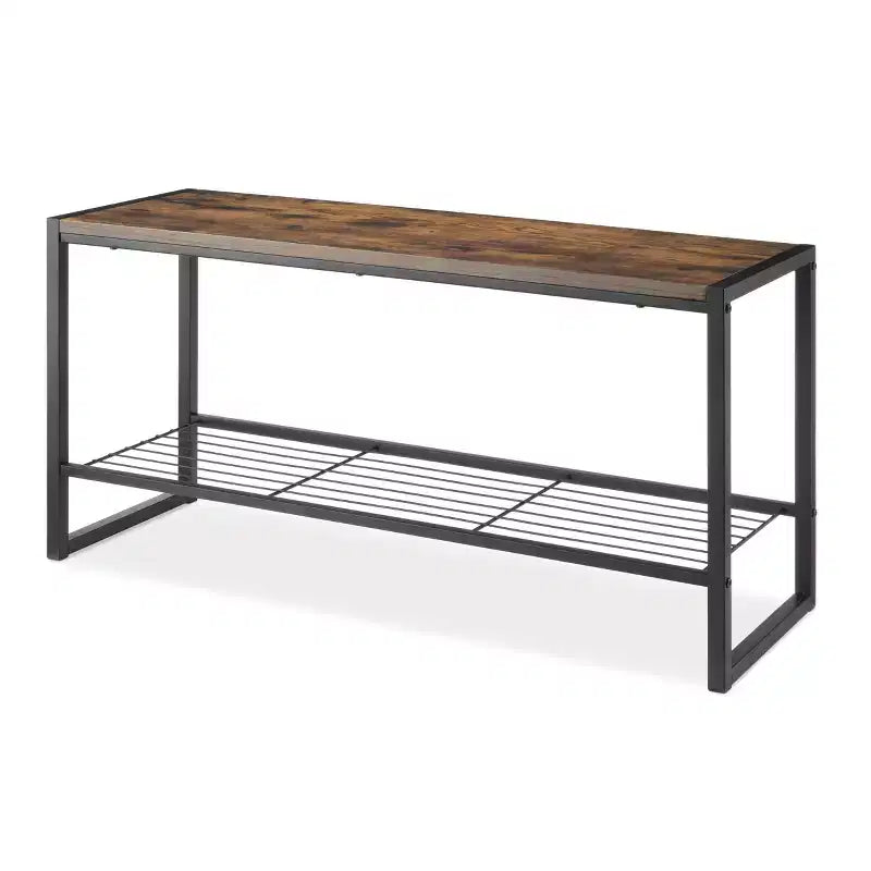 Whitmor Modern Industrial Entry Bench Black: Steel Frame Garment Rack & Closet Storage, No Tools Assembly, 25" Width