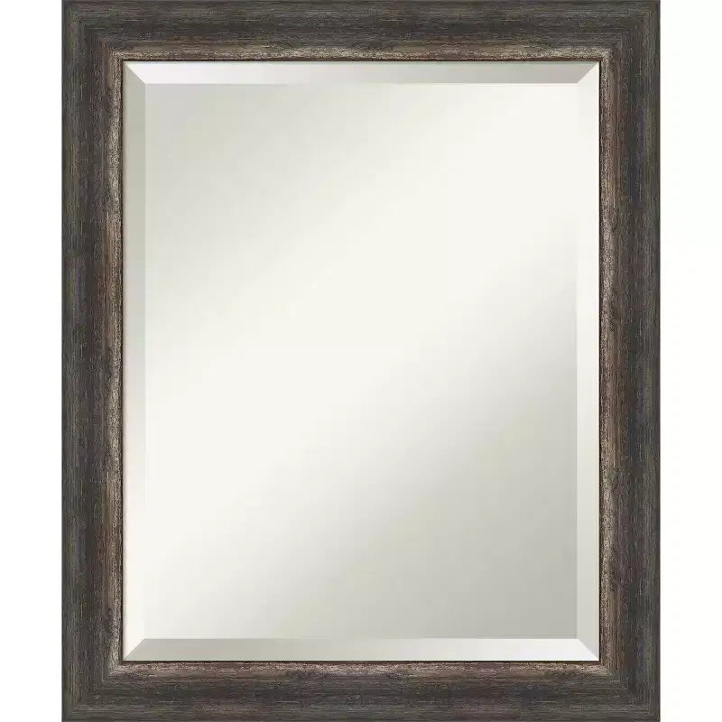 20" x 24" Bark Rustic Char Narrow Framed Wall Mirror Brown - Amanti Art: Beveled, No Assembly Required