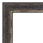 Specchio da parete rustico color carbone con cornice sottile e bordo smussato, 50x60 cm – Marrone
