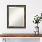 Specchio da parete rustico color carbone con cornice sottile e bordo smussato, 50x60 cm – Marrone