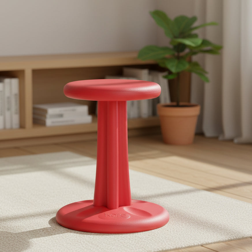 16" Junior Wobble Chair Red - Kore: Active Sitting Stool, Fixed Height, Kids, 275 lb Capacity, Plastic Frame