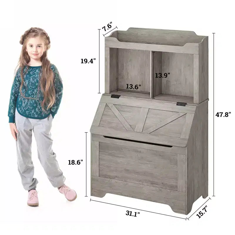 Organizer portagiochi per bambini con libreria e coperchio ribaltabile