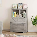 Organizer portagiochi per bambini con libreria e coperchio ribaltabile