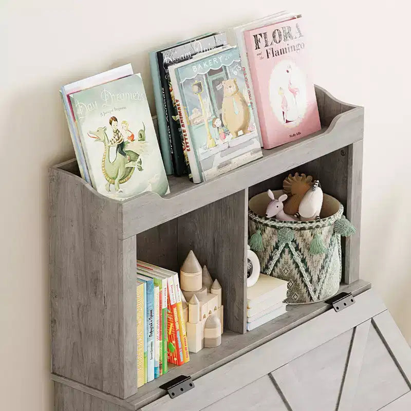 Organizer portagiochi per bambini con libreria e coperchio ribaltabile