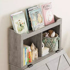 Organizer portagiochi per bambini con libreria e coperchio ribaltabile