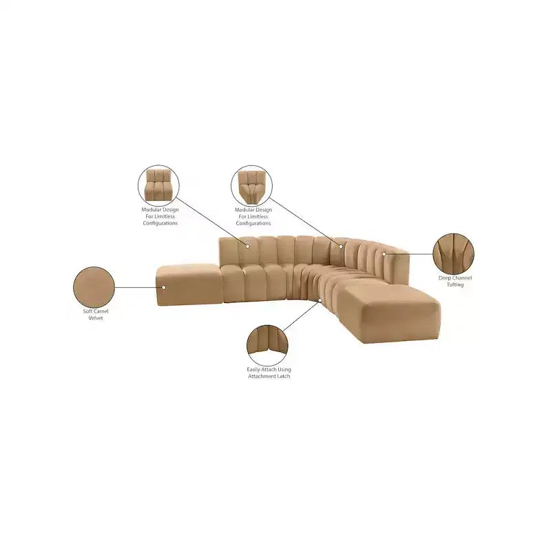 Divano modulare curvo Arc Velvet