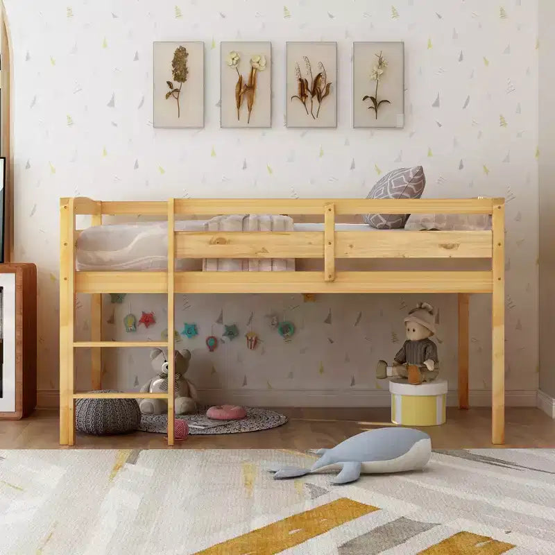 Letto a soppalco singolo con scaletta e sponde di sicurezza