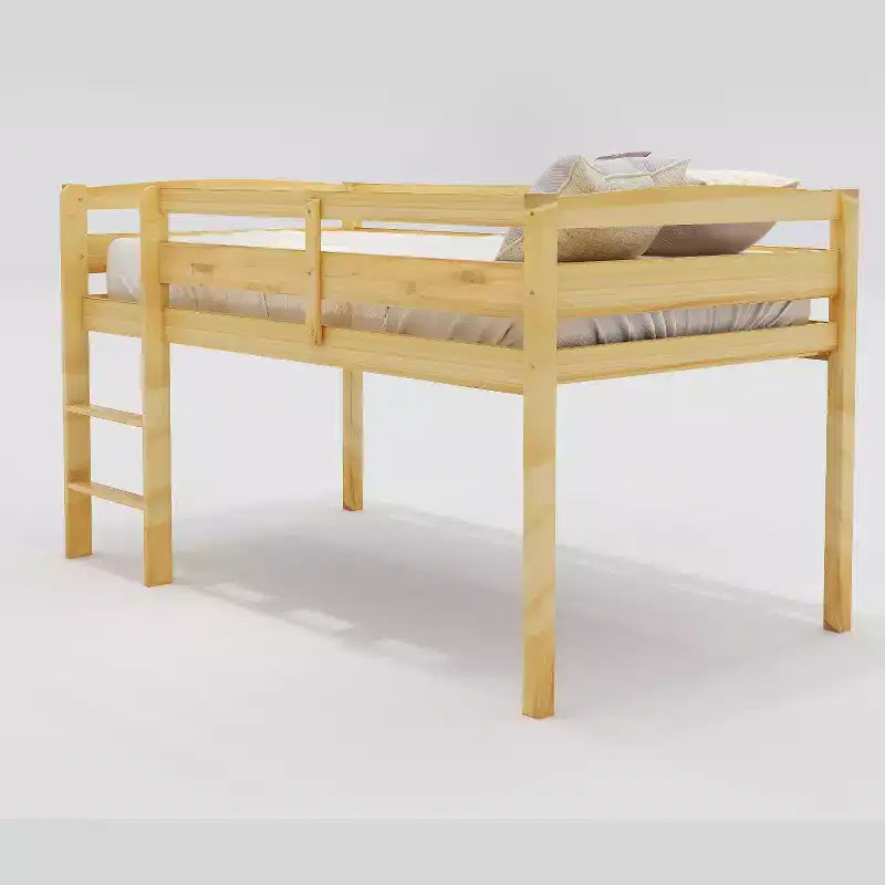 Letto a soppalco singolo con scaletta e sponde di sicurezza