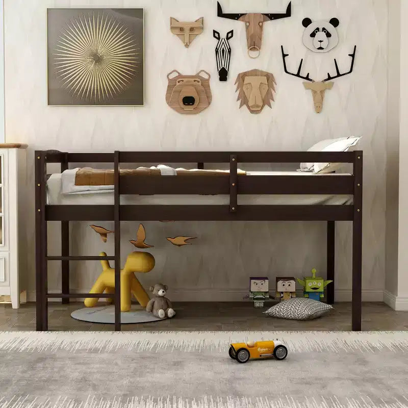 Letto a soppalco singolo con scaletta e sponde di sicurezza