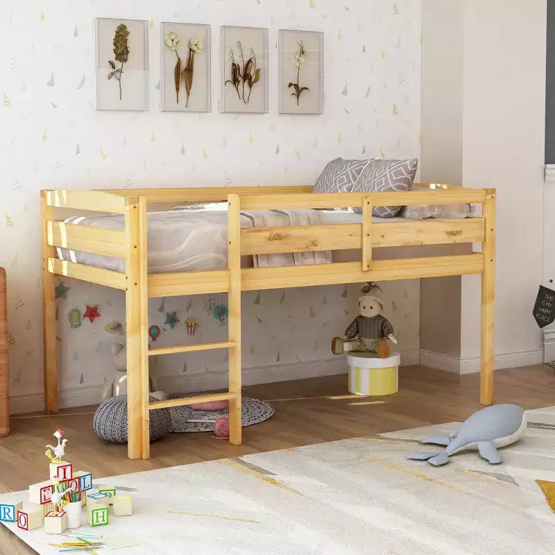 Letto a soppalco singolo con scaletta e sponde di sicurezza