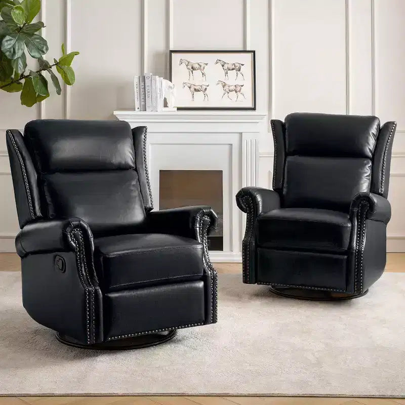Lauren Genuine Leather Manual Swivel Glider Recliner Set of 2|HULALA HOME