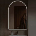 MAYEERTY Arched Aluminum Alloy Bathroom Mirror with Unframed Defogging Function for Bathroom Gold
