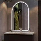 Specchio da bagno ad arco in lega di alluminio con funzione antiappannamento – Cornice nera, 29,5" x 39,4"
