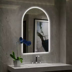 Specchio da bagno ad arco in lega di alluminio con funzione antiappannamento – Cornice nera, 29,5" x 39,4"
