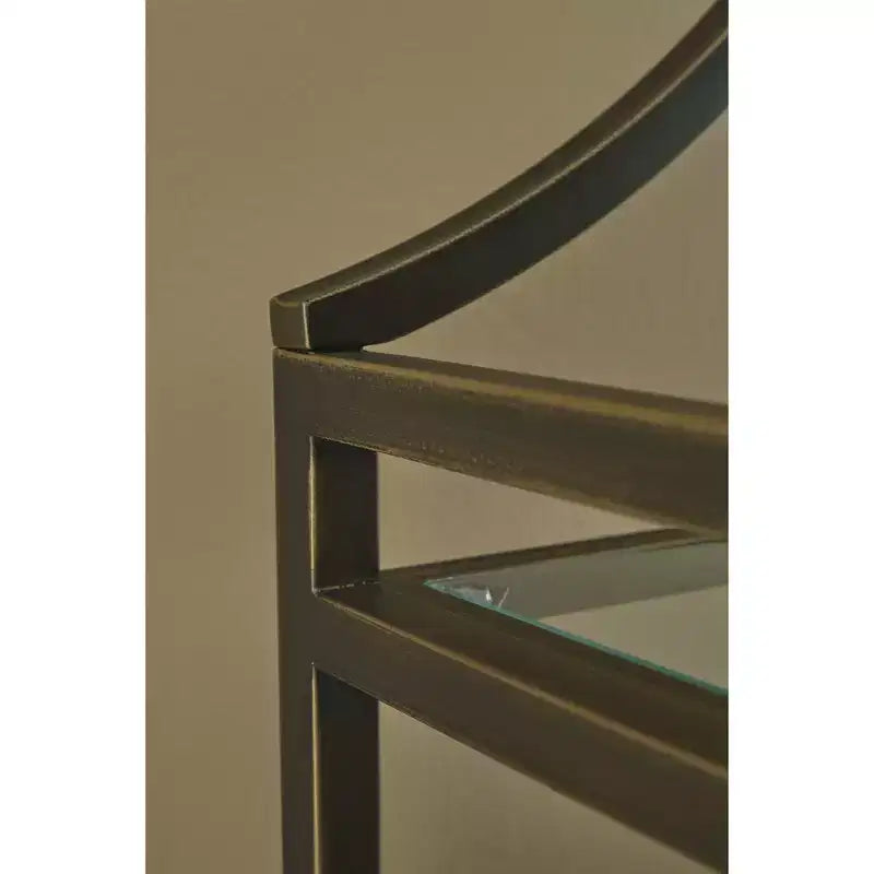 Libreria in vetro da 72" con struttura in metallo – 5 ripiani, bronzo anticato