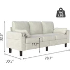 Divano a 3 posti con braccioli e cuscini – Beige