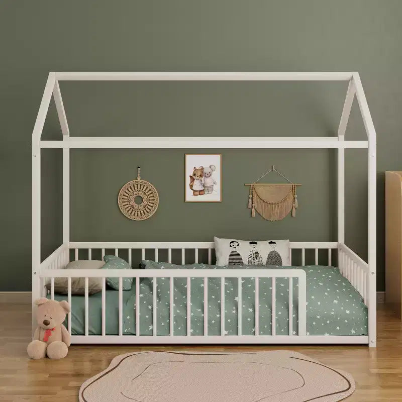 Struttura letto per bambini a forma di casetta con sponde di sicurezza – Singolo/Matrimoniale