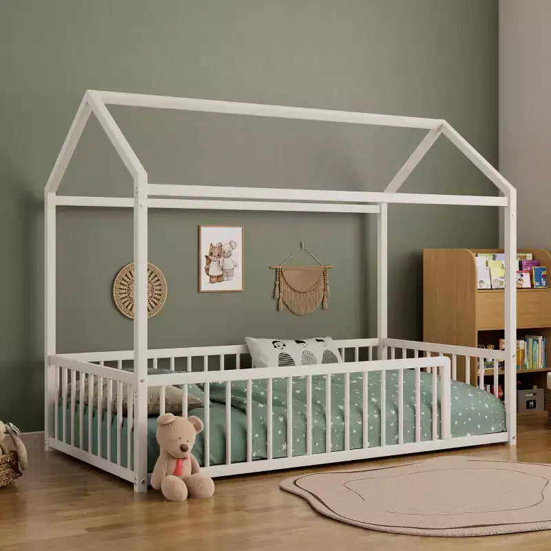 Struttura letto per bambini a forma di casetta con sponde di sicurezza – Singolo/Matrimoniale