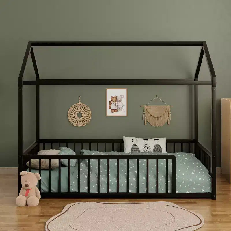 Struttura letto per bambini a forma di casetta con sponde di sicurezza – Singolo/Matrimoniale