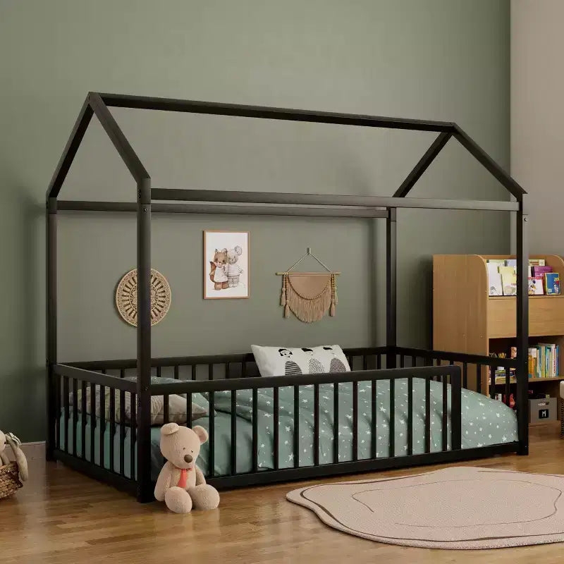 Struttura letto per bambini a forma di casetta con sponde di sicurezza – Singolo/Matrimoniale
