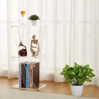 Acrylic Bookshelf,3-Tier Tree Design, Clear Bookcase for Living Room, Office, Bedroom Display Organizer