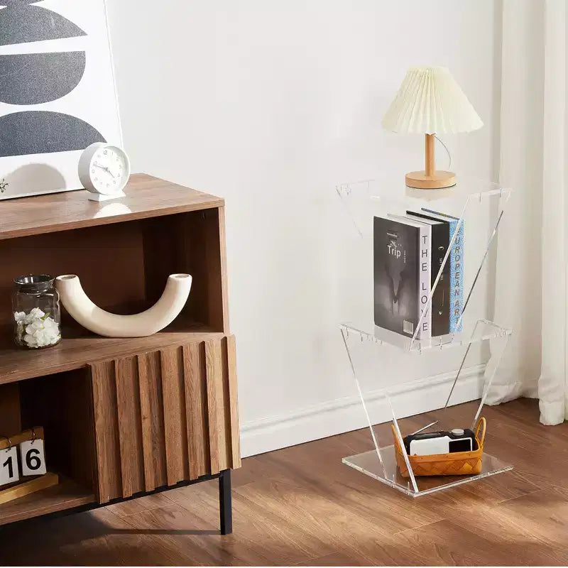 Libreria ad albero a 3 livelli in acrilico – Espositore trasparente per soggiorno, ufficio e camera da letto
