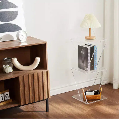 Libreria ad albero a 3 livelli in acrilico – Espositore trasparente per soggiorno, ufficio e camera da letto