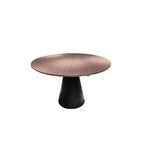 HomeRoots 48 Brown and Black Wood and Metal Pedestal Base Round Top Dining Table