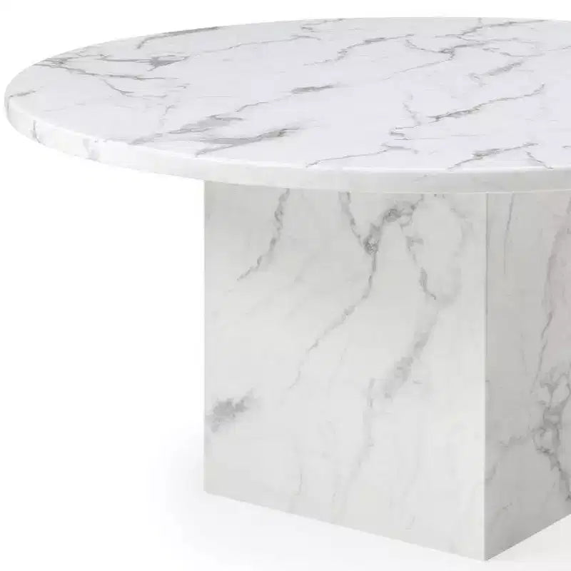 Tavolo da pranzo rotondo con ripiano in marmo da 60" e base a piedistallo