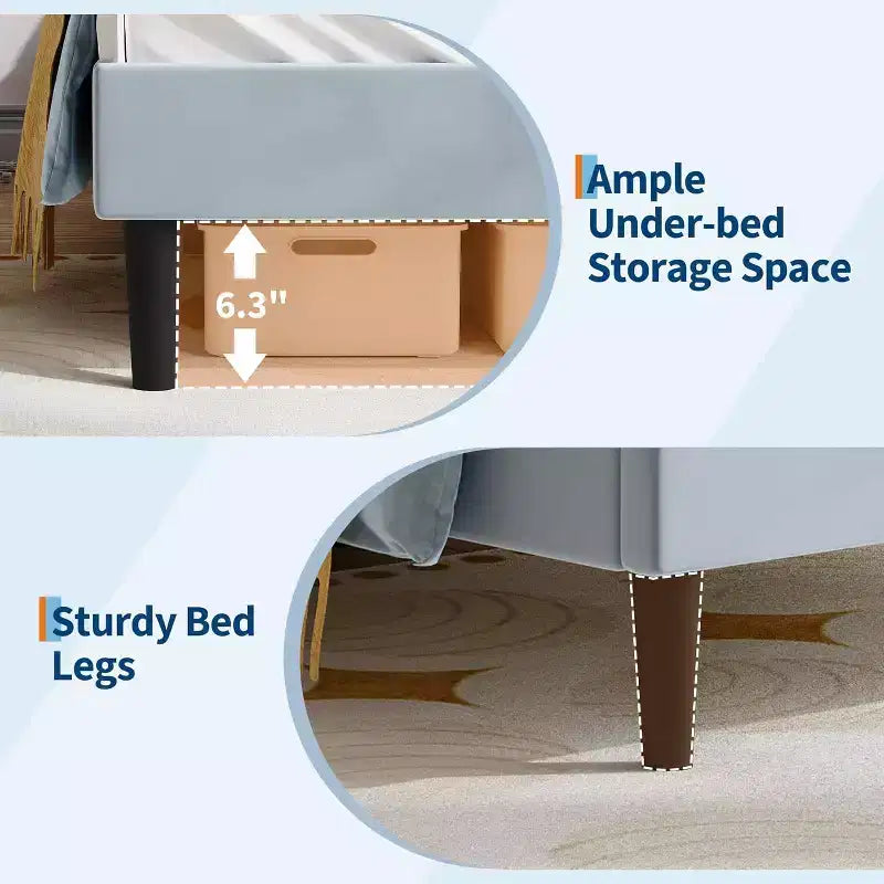 Struttura letto imbottita con testiera a forma di gatto e luci a LED