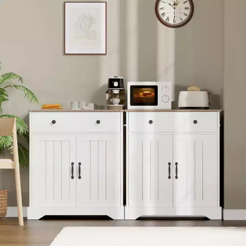 Credenza con cassetto e ripiano regolabile, 71,5 cm L x 37,8 cm P x 75 cm H, Bianca