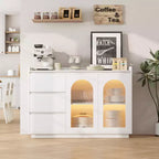 Credenza con luci LED e ante in vetro, 122 cm
