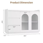 Credenza con luci LED e ante in vetro, 122 cm