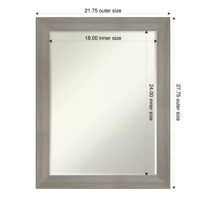 Specchio da parete per bagno con cornice smussata Grand Narrow, da mezzo pollice
