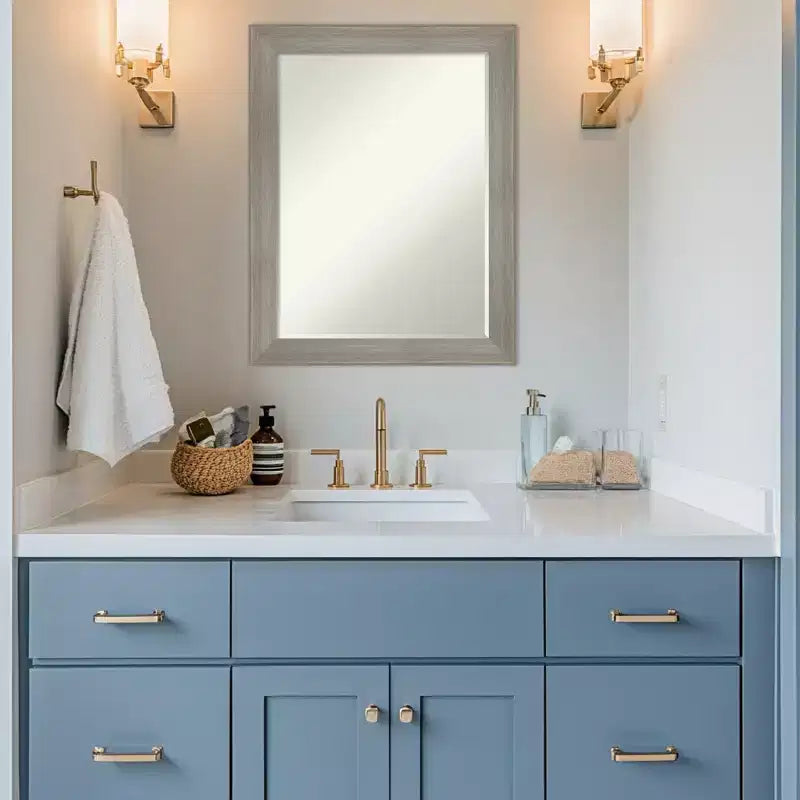 Specchio da parete per bagno con cornice smussata Grand Narrow, da mezzo pollice