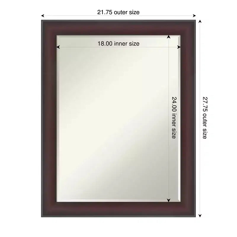 Specchio da parete per bagno con cornice smussata Grand Narrow, da mezzo pollice