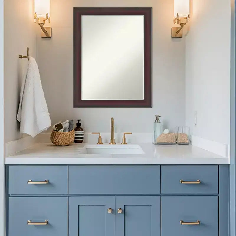 Specchio da parete per bagno con cornice smussata Grand Narrow, da mezzo pollice