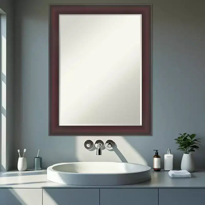 Specchio da parete per bagno con cornice smussata Grand Narrow, da mezzo pollice