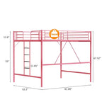 Letto a soppalco in metallo Queen Size con pioli piatti – Rosa