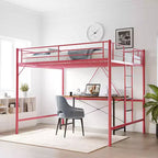 Letto a soppalco in metallo Queen Size con pioli piatti – Rosa