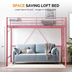 Letto a soppalco in metallo Queen Size con pioli piatti – Rosa