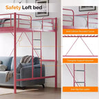 Letto a soppalco in metallo Queen Size con pioli piatti – Rosa