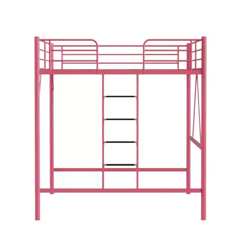 Letto a soppalco in metallo Queen Size con pioli piatti – Rosa