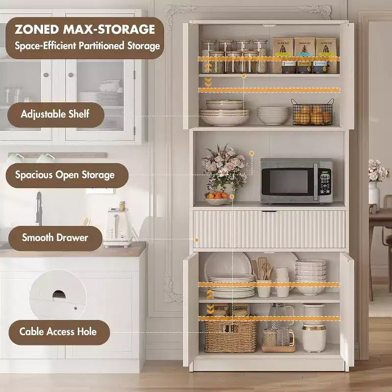 Mobile dispensa da cucina indipendente da 70 pollici con piano d'appoggio, ante e cassetto