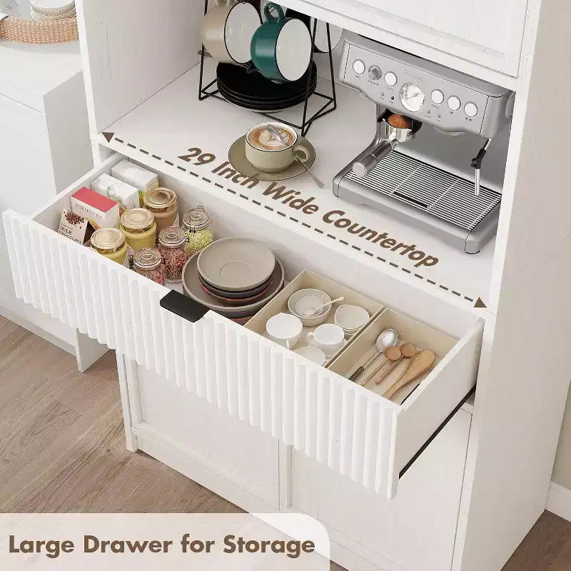 Mobile dispensa da cucina indipendente da 70 pollici con piano d'appoggio, ante e cassetto