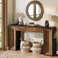 Lantine 63Farmhouse Console Table, with Dual-Tone Design, Rectangular Wood Sofa Table Behind The Couch, for Hallway, Living Room,Black and Brown