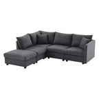 Divano componibile a L a 5 posti con pouf mobile, 90" x 80"