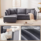 Divano componibile a L a 5 posti con pouf mobile, 90" x 80"
