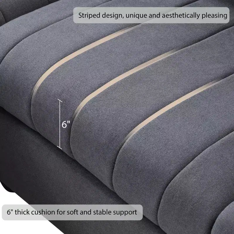 Divano componibile a L a 5 posti con pouf mobile, 90" x 80"