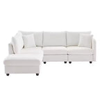 Divano componibile a L a 5 posti con pouf mobile, 90" x 80"
